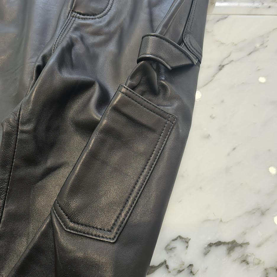 CHROME HEARTS Cross Ball Button Lamb Leather Shorts Size 24 クロム