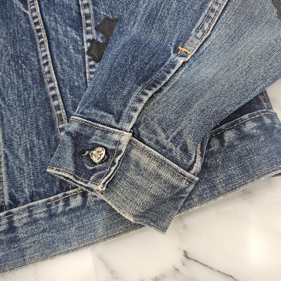 CHROME HEARTS × Levi's VNTG Leather Cross Patch Denim Jacket Size M クロムハーツ × リーバイス ヴィンテージ レザークロスパッチ デニムジャケット サイズM
