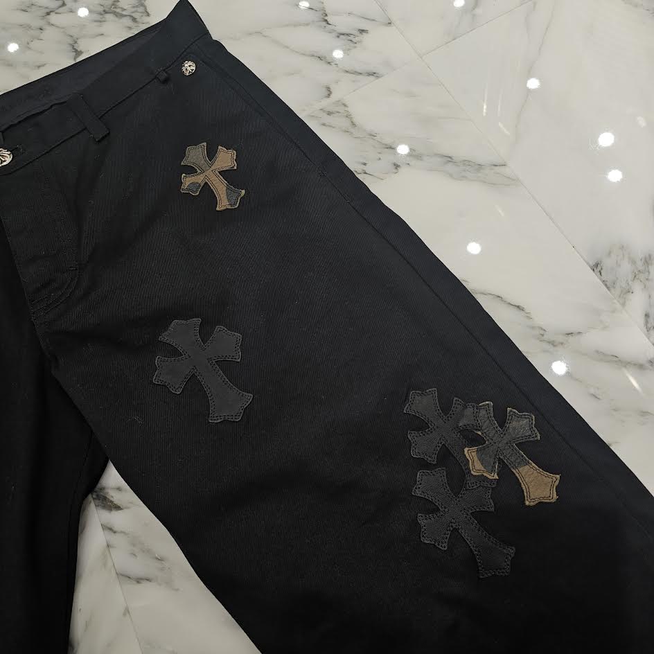 CHROME HEARTS CAMO Leather Cross Patch Chino Cotton Pants Size 36 クロムハーツ カモフラ レザークロスパッチ チノ コットンパンツ サイズ36