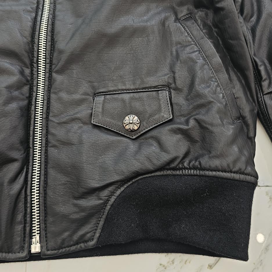CHROME HEARTS Tokyo Limited Dagger Zip Soft Leather MA-1 Jacket Size M クロムハーツ 東京限定 ダガージップ ソフトレザー MA-1 ジャケット サイズM