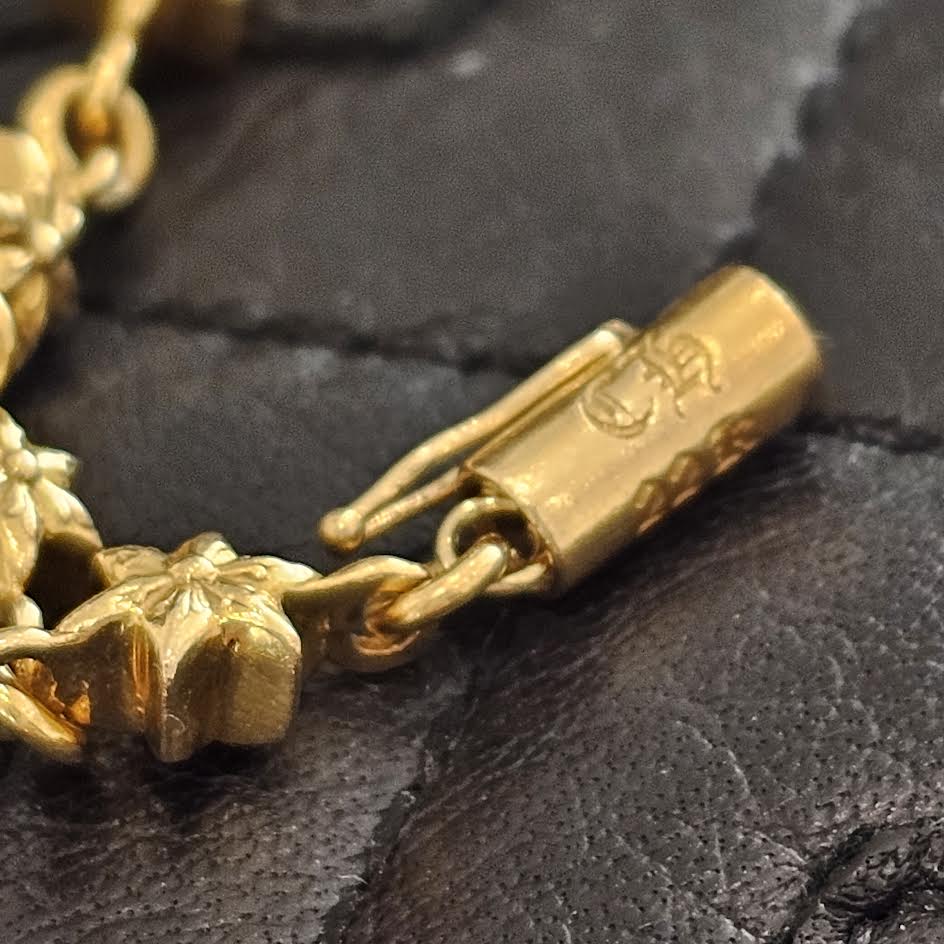 CHROME HEARTS 22K Tiny Star Cross Chain Bracelet 14 LINK クロムハーツ 22K タイニースタークロス チェーン ブレスレット 14リンク