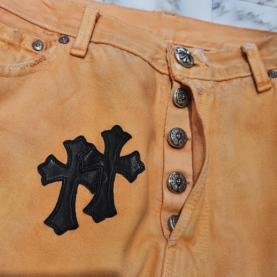 CHROME HEARTS × GALLERY DEPT. Levi's Body VNTG Cross Leather Patch Denim Pants Size 34 クロムハーツ × ギャラリーデプト リーバイスボディ ヴィンテージ クロスレザーパッチ デニムパンツ サイズ34