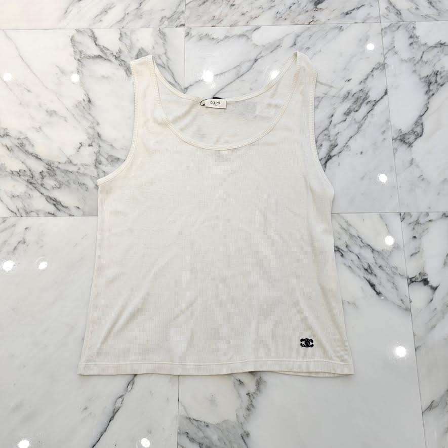 CELINE 2023SS Triomphe Embroidery Tank Top 2X365322T.01OB Size XS セリーヌ トリオンフ刺繍 タンクトップ サイズXS