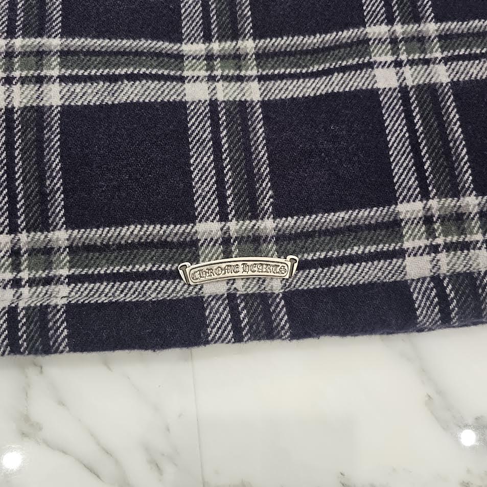 CHROME HEARTS Y NOT Fleece Boa Check Shirt Jacket Size M クロムハーツ ワイノット フリース 裏地ボア チェックシャツ ジャケット サイズM