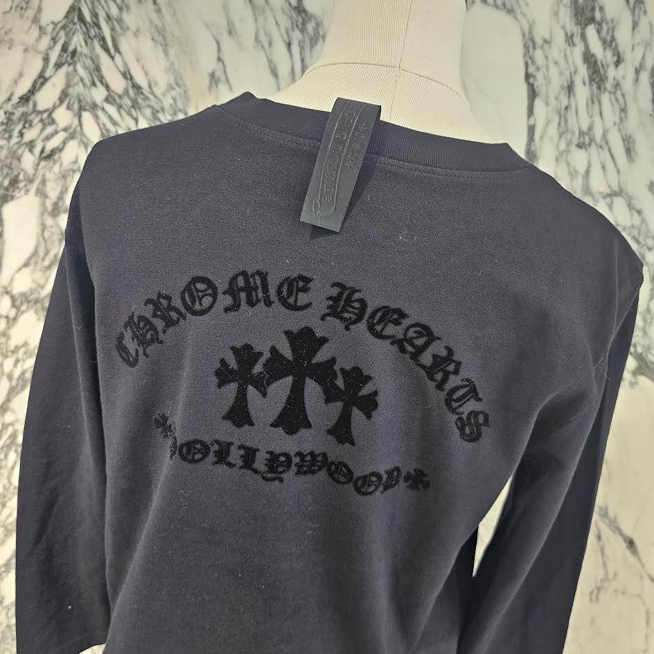 CHROME HEARTS Y NOT King Taco 3 Cemetery Cross Flock Print Long Sleeve Tee Size S クロムハーツ ワイノット キングタコ 3セメタリークロス フロッキーパッチ プリント ロングスリーブTシャツ サイズS