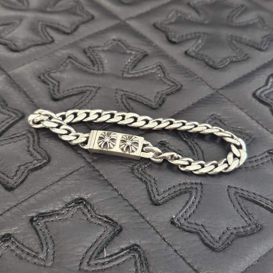 クロムハーツ MINI IDダイヤモンド2Pブレスレット インボイス原本あり CHROME HEARTS DOUBLE CH Plus MINI ID Bracelet 2 Diamond クロム