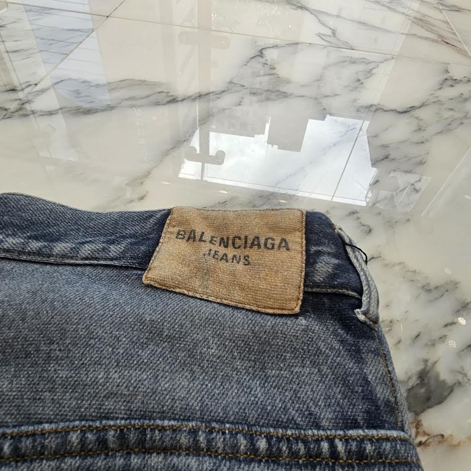 BALENCIAGA 2021AW Trompe L Oeil Jeans Wide Sweat Pants 675336 TLV86 Size M バレンシアガ トロンプルイユ ジーンズ転写 ワイドスウェットパンツ サイズM