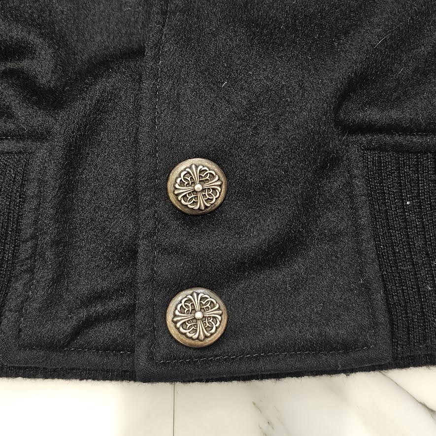 CHROME HEARTS LETTER MAN Cemetery Cross Patch Cashmere Leather Jacket Size XL クロムハーツ レターマン セメタリークロスパッチ カシミヤ レザージャケット サイズXL