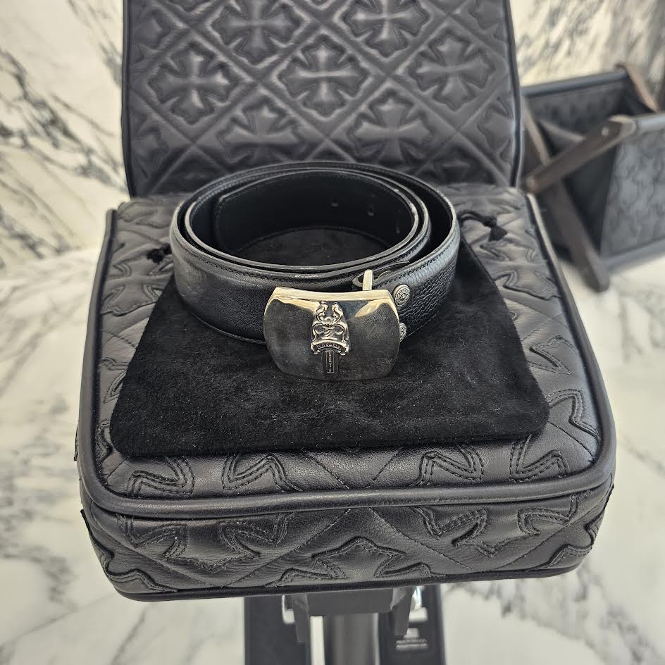 CHROME HEARTS 1.5 STRAP Dagger ID Buckle Leather Belt Size 34 クロムハーツ 1.5ストラップ ダガー ID バックル レザーベルト サイズ34