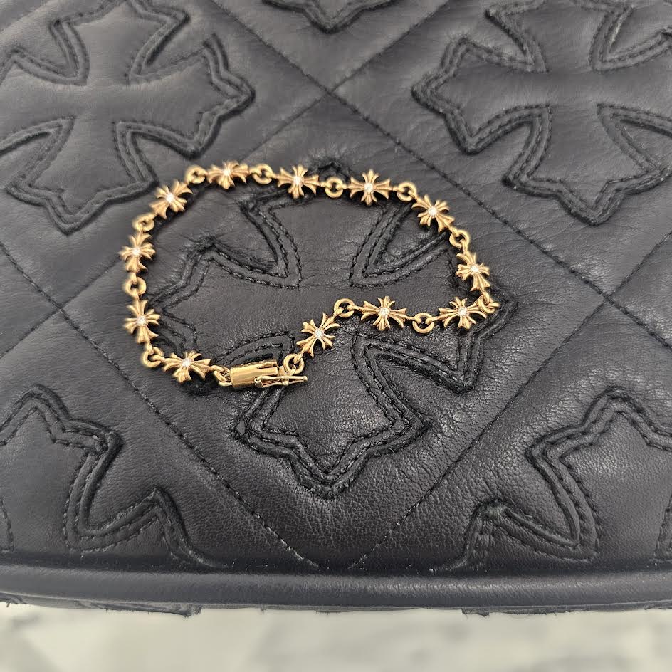 CHROME HEARTS 22K Tiny E Pave Diamond CH Plus Bracelet 12 LINK クロムハーツ 22K タイニーE パヴェダイヤモンド CHプラス ブレスレット 12リンク