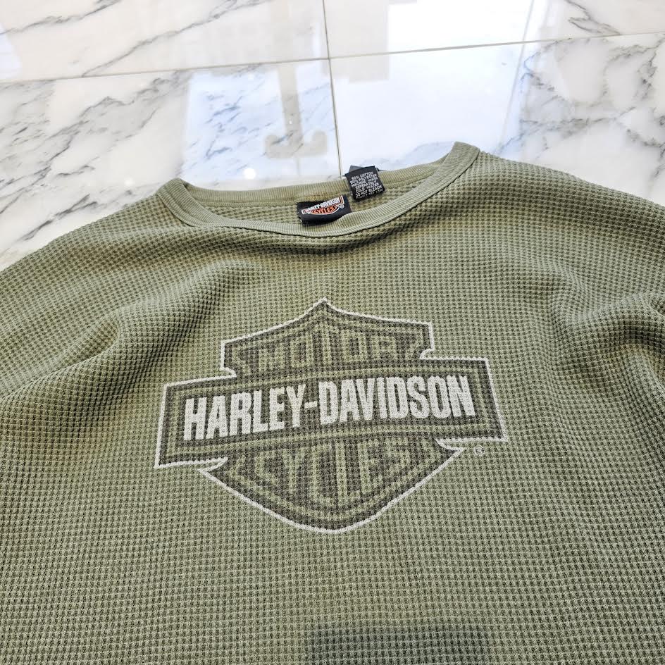 Vintage 90's Harley-Davidson Thermal Waffle L/S Tee Size L 90's ハーレー・ダビットソン サーマル ワッフル ロングスリーブ Tシャツ サイズL