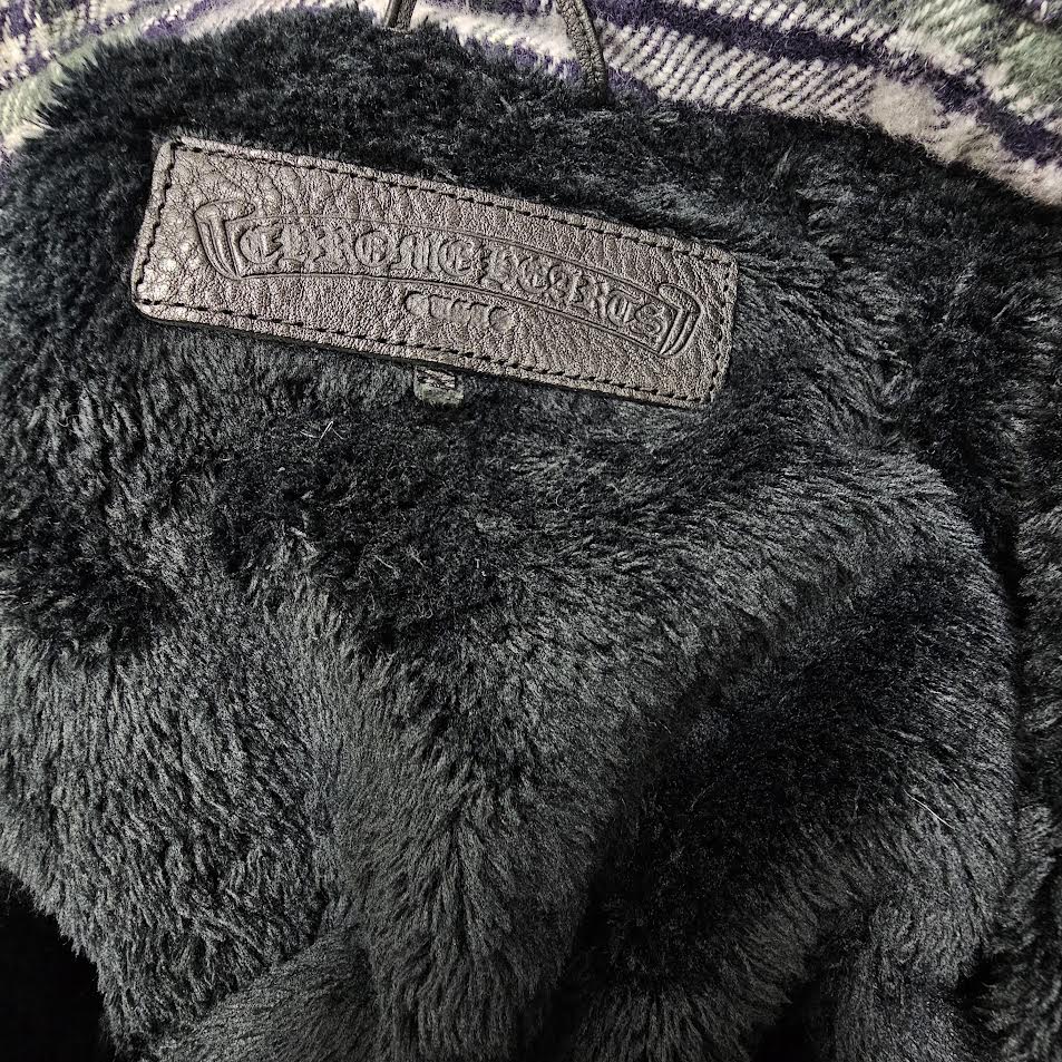 CHROME HEARTS Y NOT Fleece Boa Check Shirt Jacket Size M クロムハーツ ワイノット フリース 裏地ボア チェックシャツ ジャケット サイズM