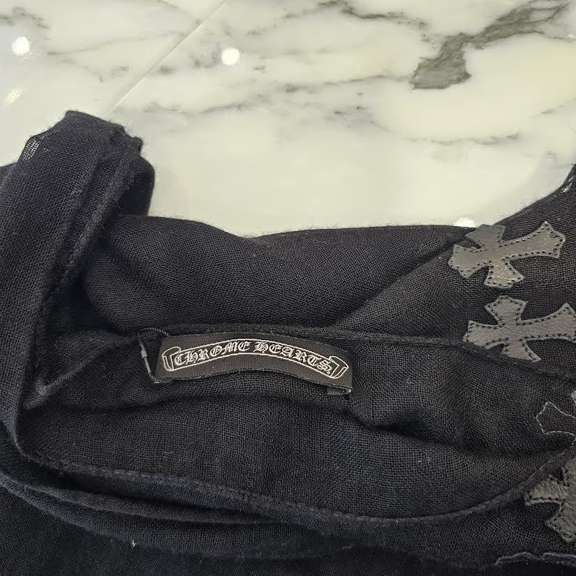 CHROME HEARTS Cemetery Leather Cross Patch Cashmere Stole クロムハーツ セメタリー レザークロスパッチ カシミヤ ストール