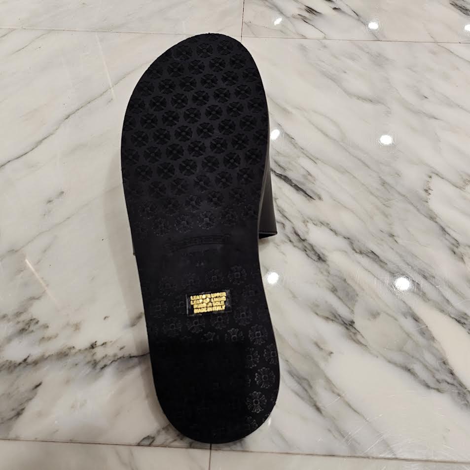 CHROME HEARTS Leather Cross Patch Flat Sandals Size 42 クロムハーツ クロスレザーパッチ フラットサンダル サイズ42