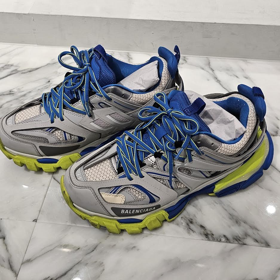BALENCIAGA 2021AW TRACK SNEAKER GREY/BLUE/YELLOW 542023 W1GC1 1247 Size 27cm バレンシアガ トラックスニーカー グレー/ブルー/イエロー サイズ27cm