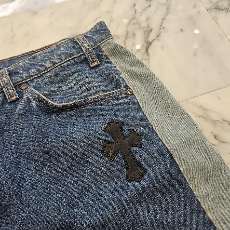 CHROME HEARTS × Levi's 505 VNTG Cross Leather Patch Denim Pants Size 34 クロムハーツ × リーバイス 505 ヴィンテージ クロスレザーパッチ デニムパンツ サイズ34