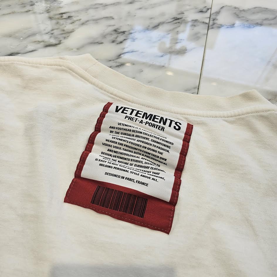 VETMENTS 2021SS Logo Print Back Patch T-Shirt UES1TR540W Size XL ヴェトモン ロゴプリント バックパッチ Tシャツ サイズXL