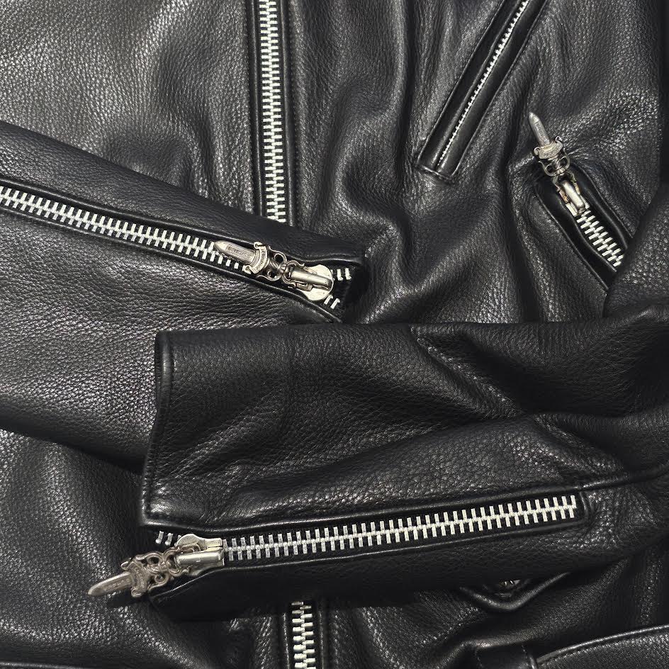 CHROME HEARTS JJ DEAN Dagger Zip Riders Leather Jacket Size L クロムハーツ JJディーン ダガー ジップ ライダース レザージャケット サイズL