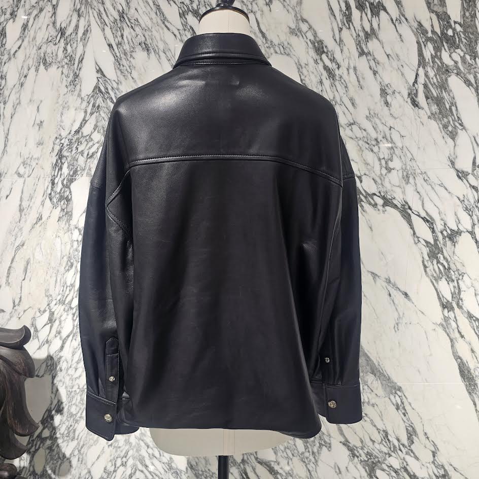 CHROME HEARTS Cross Ball Button Soft Lamb Leather Jacket Size L クロムハーツ クロスボールボタン ソフト ラムレザー ジャケット サイズL