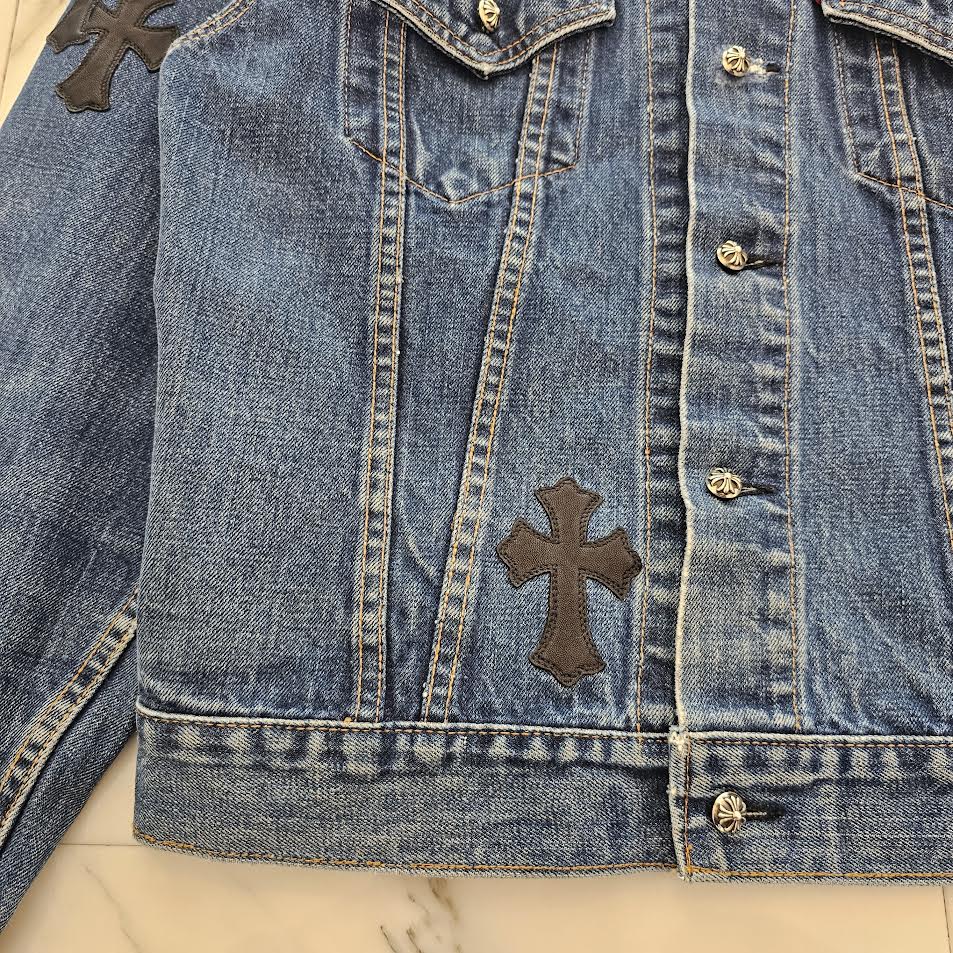 LEVI'S リーバイス レザー クロス パッチ デニムジャケット Gジャン L ADVANCE / LEVI'S × CROSS LEATHER DENIM JACKET - GANGSTA MARKET