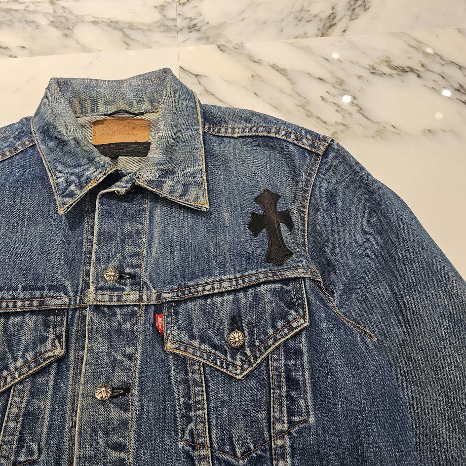 CHROME HEARTS × Levi's VNTG Leather Cross Patch Denim Jacket Size M クロムハーツ × リーバイス ヴィンテージ レザークロスパッチ デニムジャケット サイズM