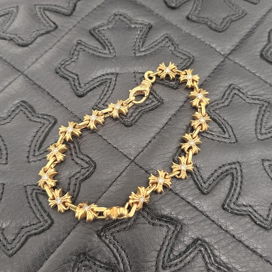 CHROME HEARTS 22K X Tiny E CH Plus Pave Diamond Bracelet 16LINK クロムハーツ 22K X タイニーE CHプラス パヴェダイヤモンド ブレスレット 16リンク