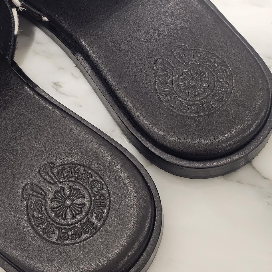 CHROME HEARTS Harako Leather Zebra Filigree CH Cross Sandals Size 42（27.5cm）クロムハーツ ハラコレザー ゼブラ フィリグリーCHクロス サンダル サイズ42（27.5cm）