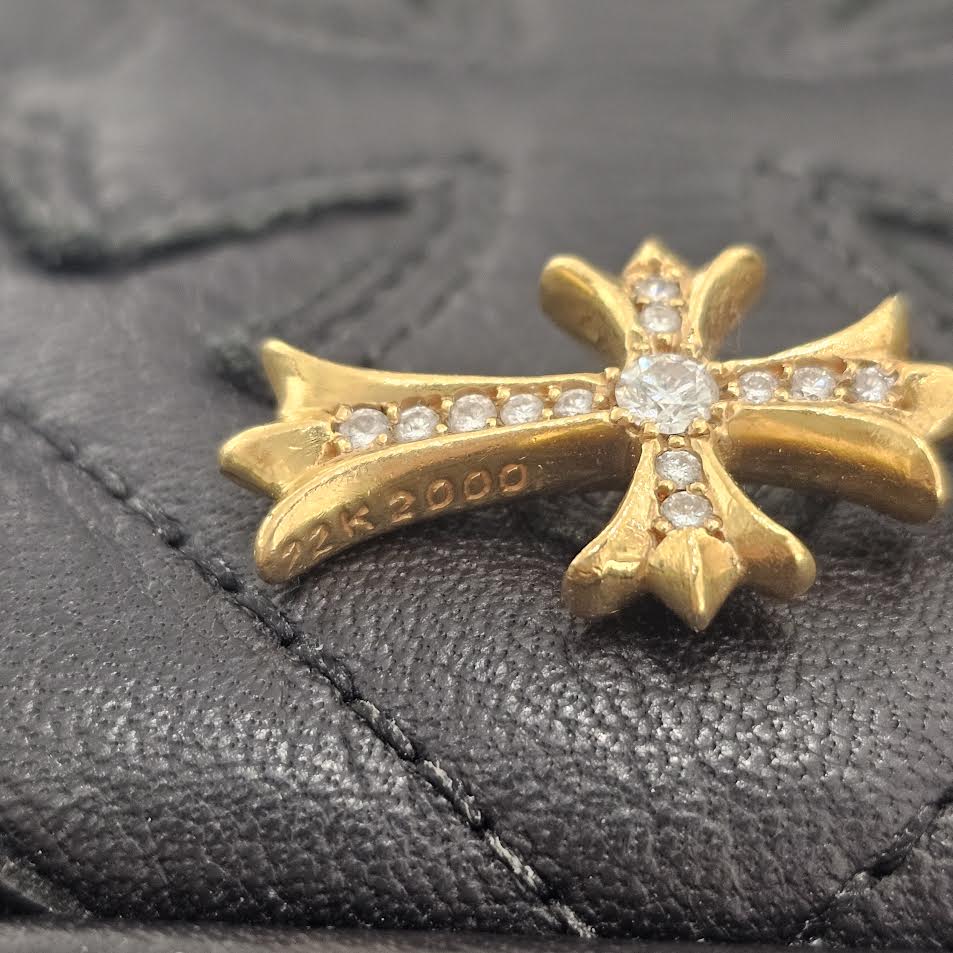 CHROME HEARTS 22K Tiny Fat Cross Pave Diamond Pendant Top クロムハーツ 22K タイニーファットクロス パヴェダイヤモンド ペンダントトップ