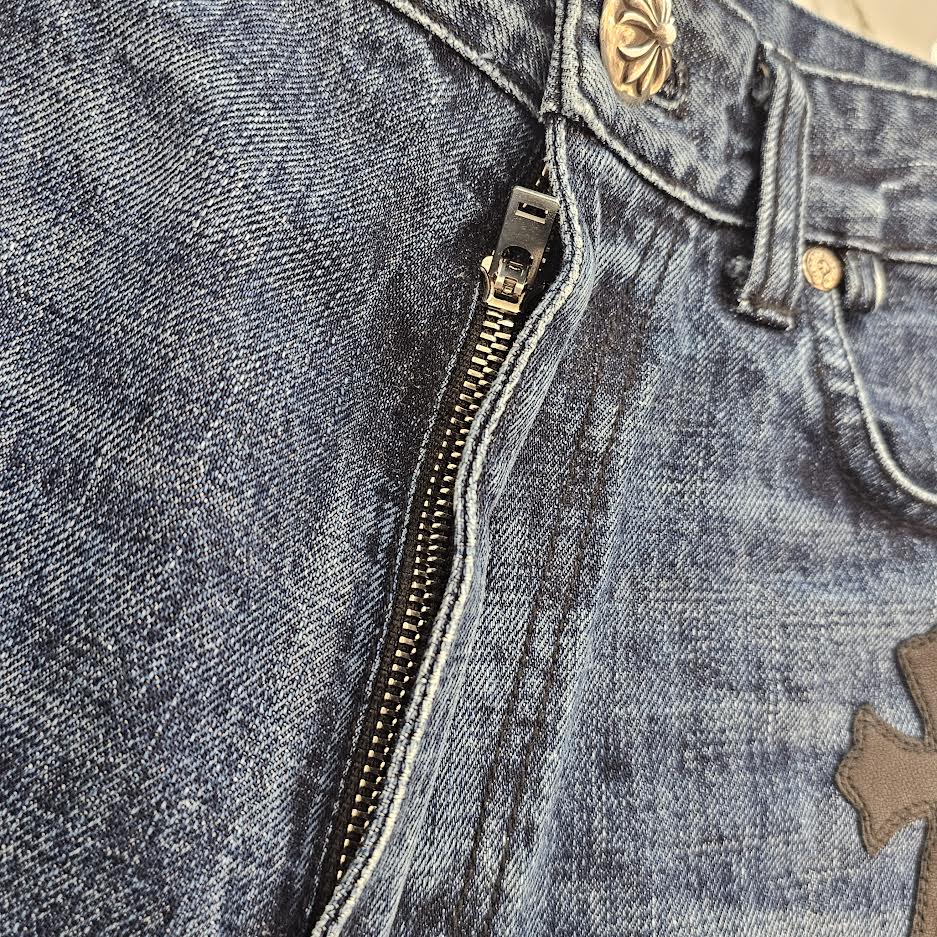 CHROME HEARTS Cross Leather Patch Denim Shorts Size 25 クロムハーツ クロスレザーパッチ デニムショーツ サイズ25
