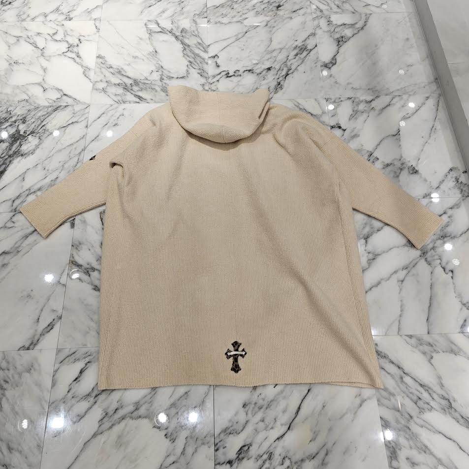 CHROME HEARTS Y NOT Leopard Harako Leather Cross Patch Knit Cardigan Size SML / RED （175/96B）クロムハーツ ワイノット レオパード ハラコ レザークロスパッチ ニット カーディガン コート サイズSML / RED （175/96B）