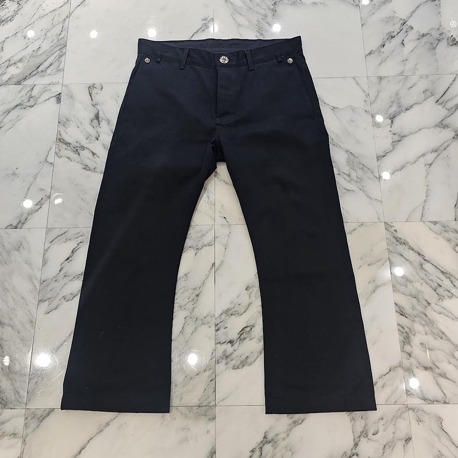 CHROME HEARTS Cross Ball Button Leather Pocket Wide Chino Pants Size 33 クロムハーツ クロスボールボタン レザーポケット ワイド チノパンツ サイズ33