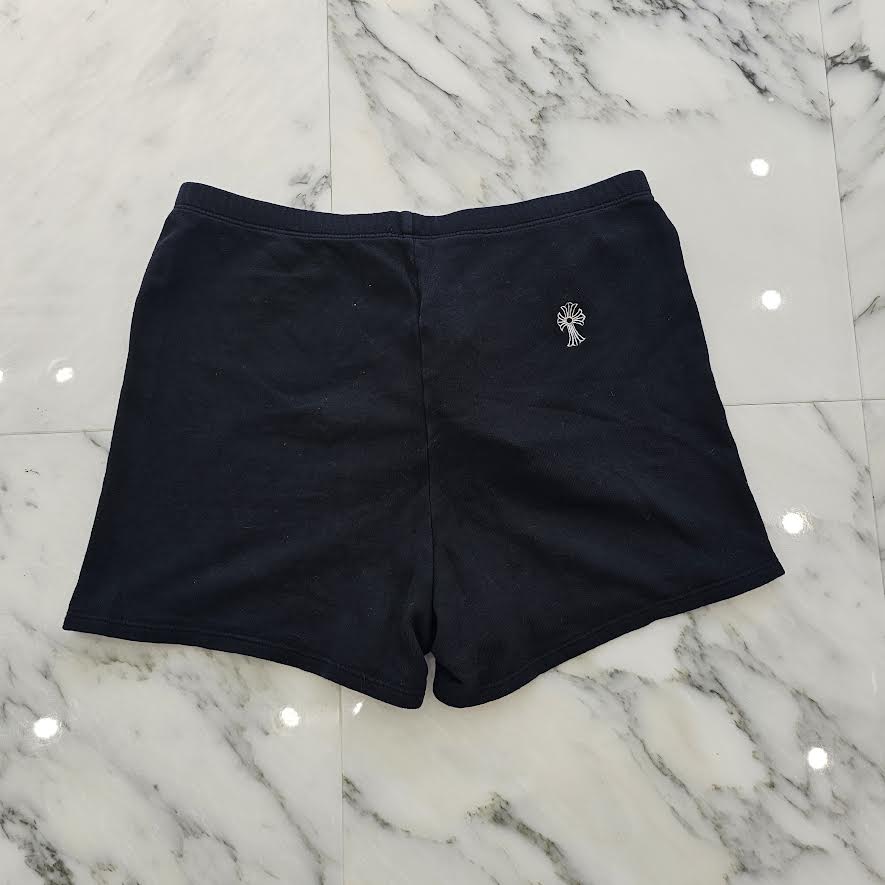 CHROME HEARTS Y NOT Vertical Logo Cross Embroidery Cotton Shorts Size S クロムハーツ ワイノット ヴァーティカルロゴ クロス刺繍 コットンショーツ サイズS