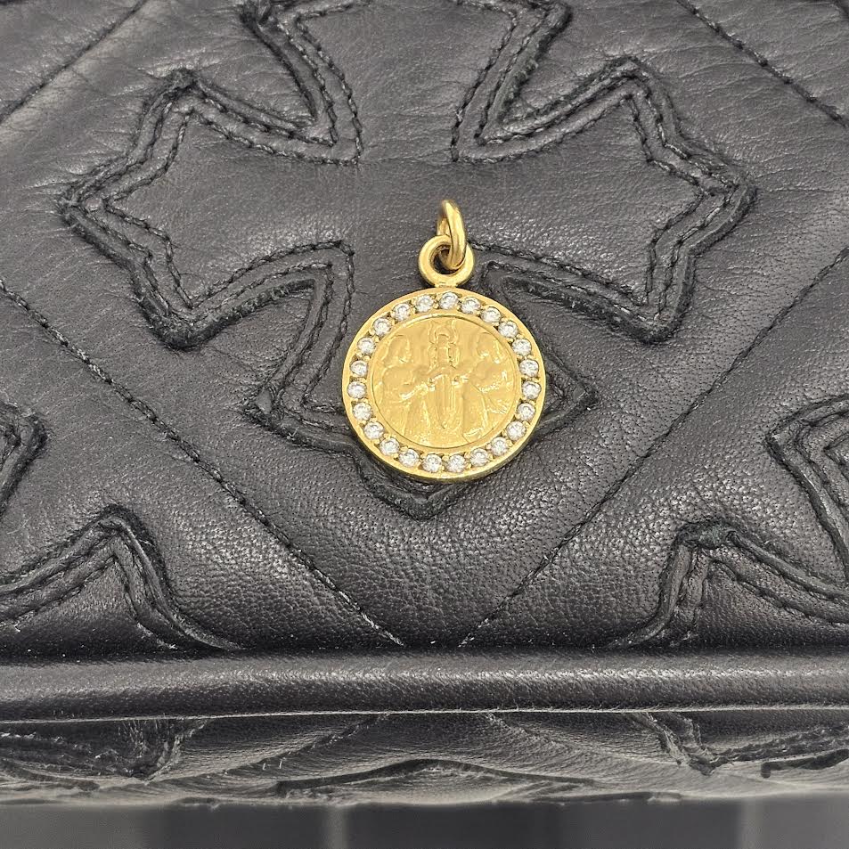 CHROME HEARTS 22K ANGEL MEDAL Pave Diamond Pendant Top クロムハーツ 22K エンジェル メダル パヴェ ダイヤモンド ペンダントトップ