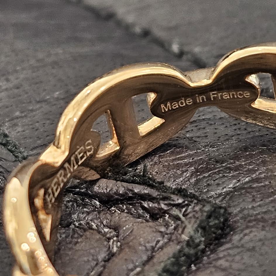HERMES Au750 Chaine d'Ancre Enchainee PM Ring Size 13.5号 エルメス