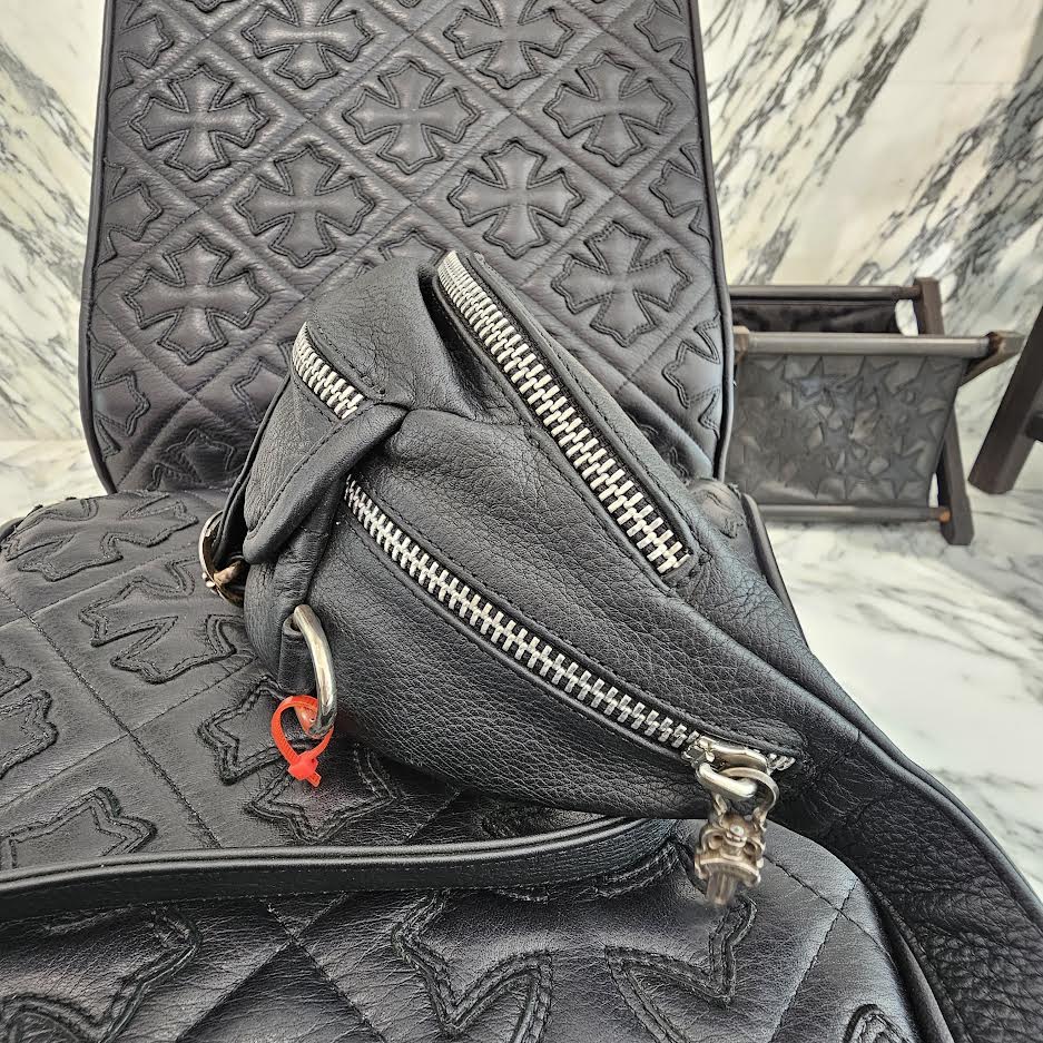 CHROME HEARTS/クロムハーツ レザー×ナイロン ミニスナットパック CHROME HEARTS SNAT PACK Mini Leather Waist Bag クロムハーツ ス