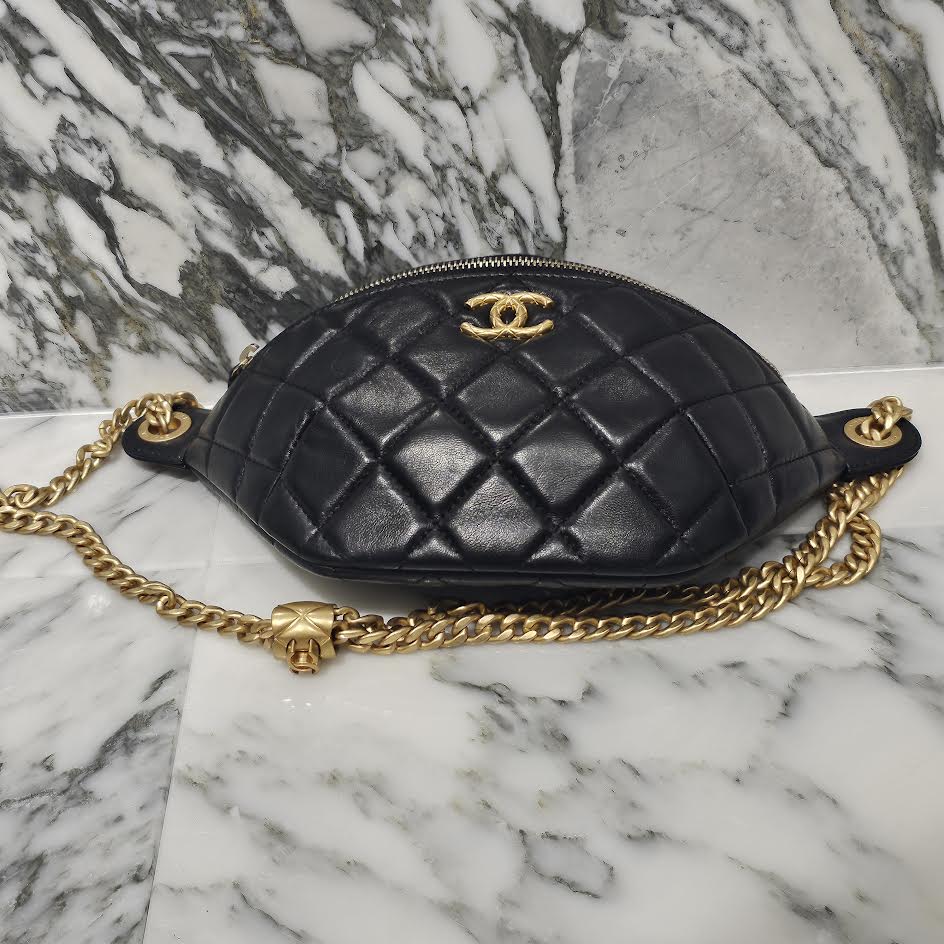 CHANEL 2024 Cruise Matelasse Coco Mark Caviar Skin 2WAY Waist Pouch A1815886 シャネル 2024クルーズ マトラッセ ココマーク キャビアスキン 2WAY ウェストポーチ