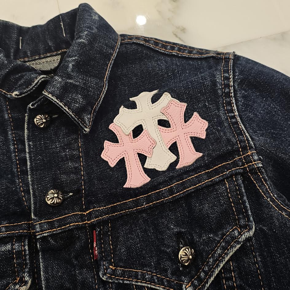 CHROME HEARTS Levi's Body Cemetery Cross Leather Patch Denim