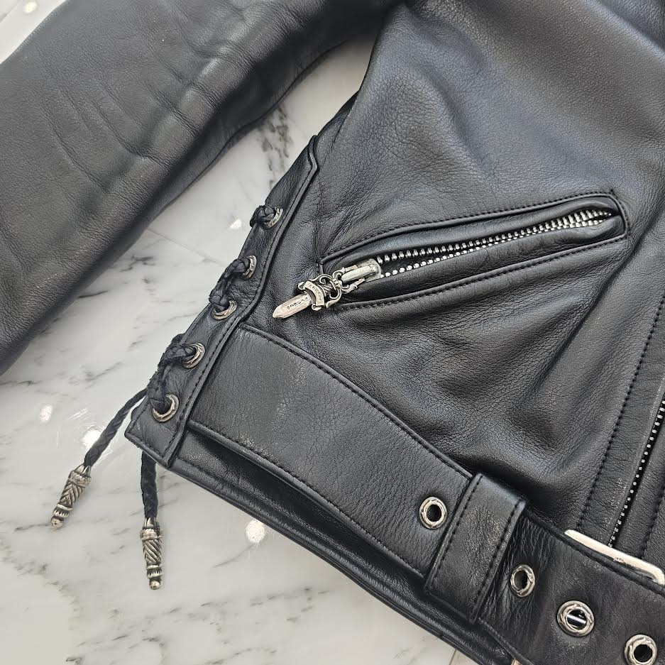 CHROME HEARTS JJ DEAN Dagger Zip Riders Leather Jacket Size L クロムハーツ JJディーン ダガー ジップ ライダース レザージャケット サイズL