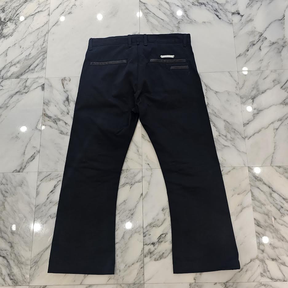 クロムハーツ クロスボール ボタンフライ チノパンツ ワークパンツ CHROME HEARTS Cross Ball Button Leather Pocket Wide Chino