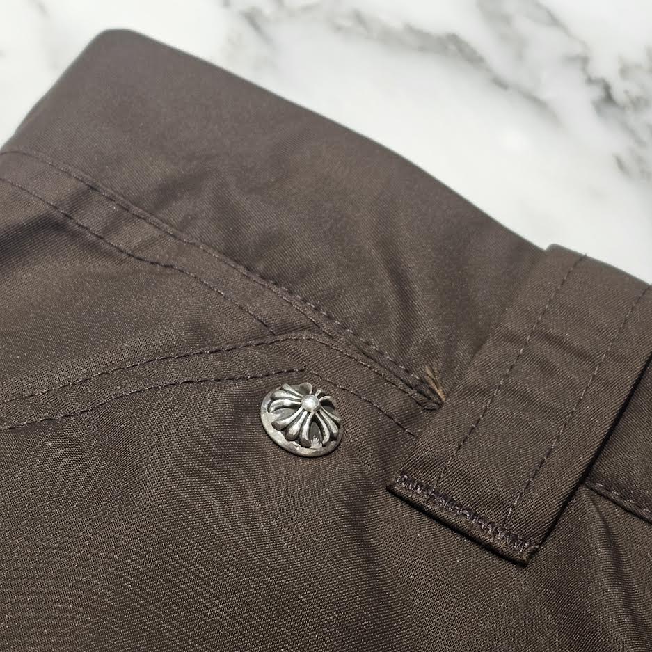 CHROME HEARTS Carpenter Leather Double Knee Nylon Pink Cross Patch Pants Size 36 クロムハーツ カーペンター レザーダブルニー ナイロン ピンク クロスパッチ ロングパンツ サイズ36