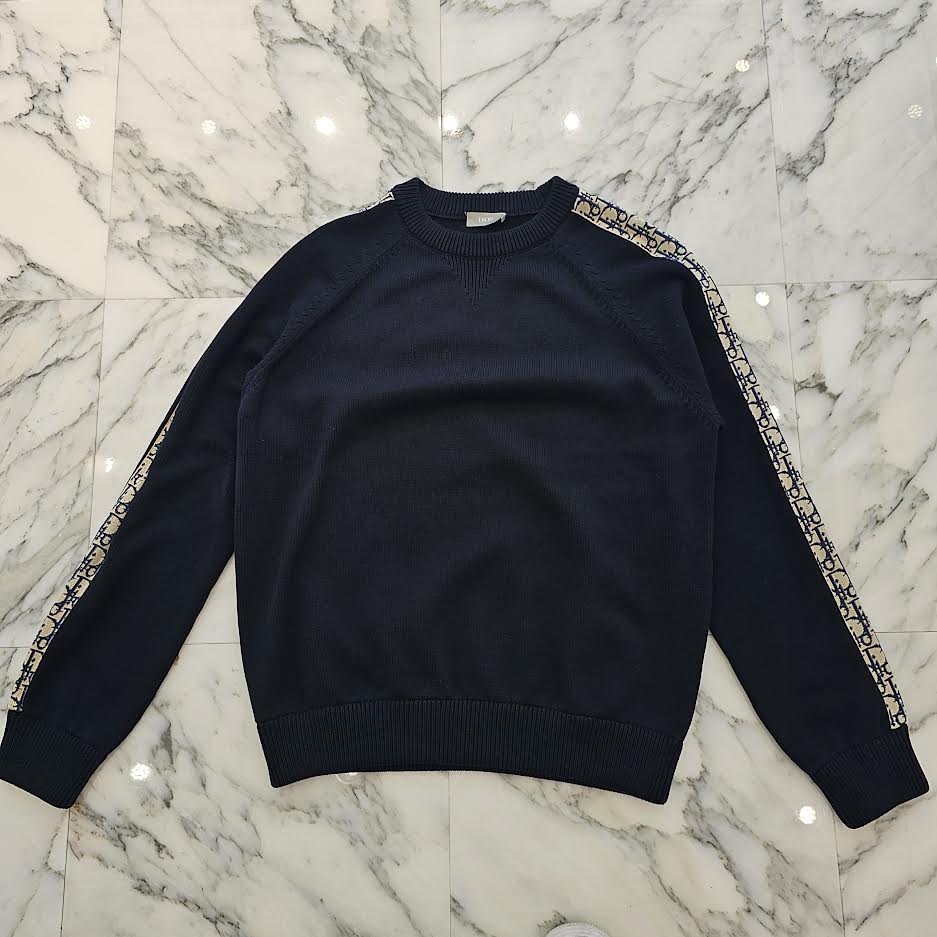 DIOR 2021AW Oblique Sideline Knit Sweater 113M638AT187 Size XL ディオール オブリーク サイドライン ニットセーター サイズXL