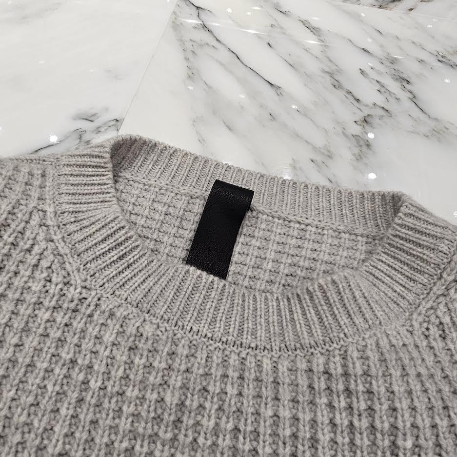 CHROME HEARTS Y NOT Arm Leather Cross Patch Cashmere Knit Sweater Size L クロムハーツ ワイノット 袖レザークロスパッチ カシミヤ ニットセーター サイズL