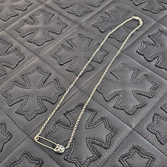 CHROME HEARTS Safety Pin 1 Diamond Roll Chain Necklace Pendant Top クロムハーツ セーフティピン 1ダイヤモンド ロールチェーン ネックレス ペンダントトップ