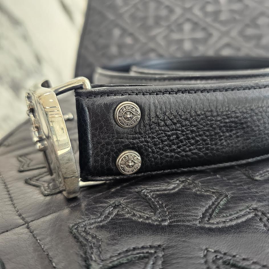 CHROME HEARTS 1.5 STRAP Dagger ID Buckle Leather Belt Size 34 クロムハーツ 1.5ストラップ ダガー ID バックル レザーベルト サイズ34