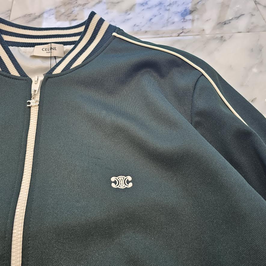 CELINE 2024SS Triomphe Embroidery Jersey Teddy Jacket 2Y83C021W.31GO Size M セリーヌ トリオンフ刺繍 ジャージー テディジャケット サイズM