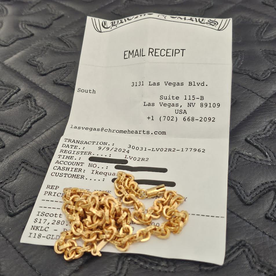 CHROME HEARTS 22K Paper Chain Necklace 18 Inch クロムハ―ツ 22K ペーパーチェーン ネックレス サイズ18インチ