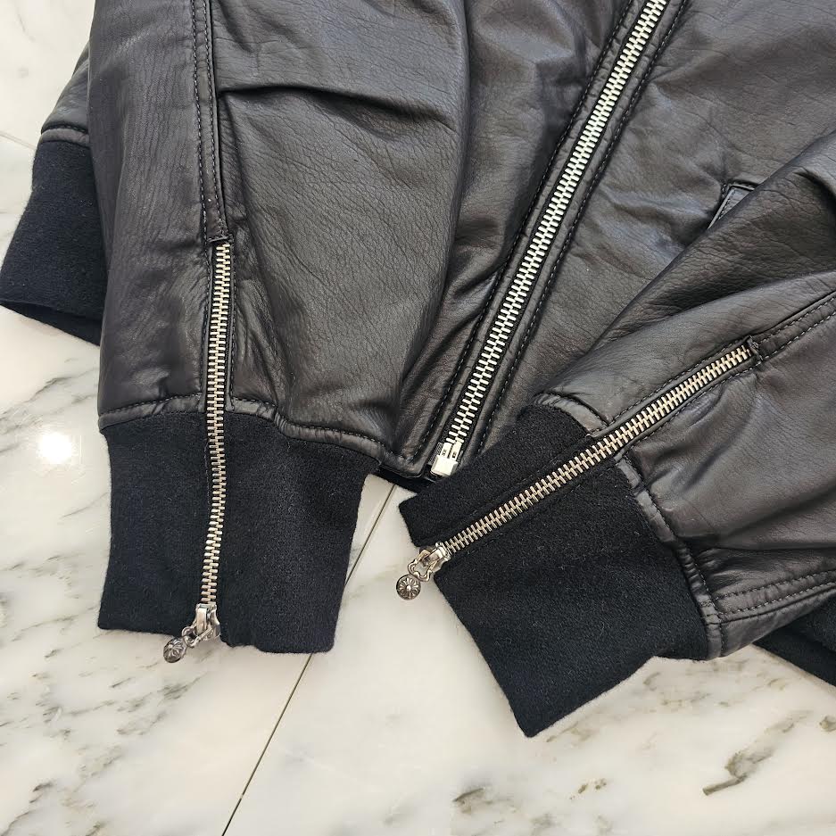 CHROME HEARTS Tokyo Limited Dagger Zip Soft Leather MA-1 Jacket Size M クロムハーツ 東京限定 ダガージップ ソフトレザー MA-1 ジャケット サイズM