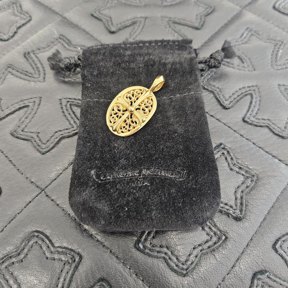 CHROME HEARTS 22K Classic Oval Cross Pendent Top クロムハーツ 22K クラシック オーバルクロス ペンダントトップ