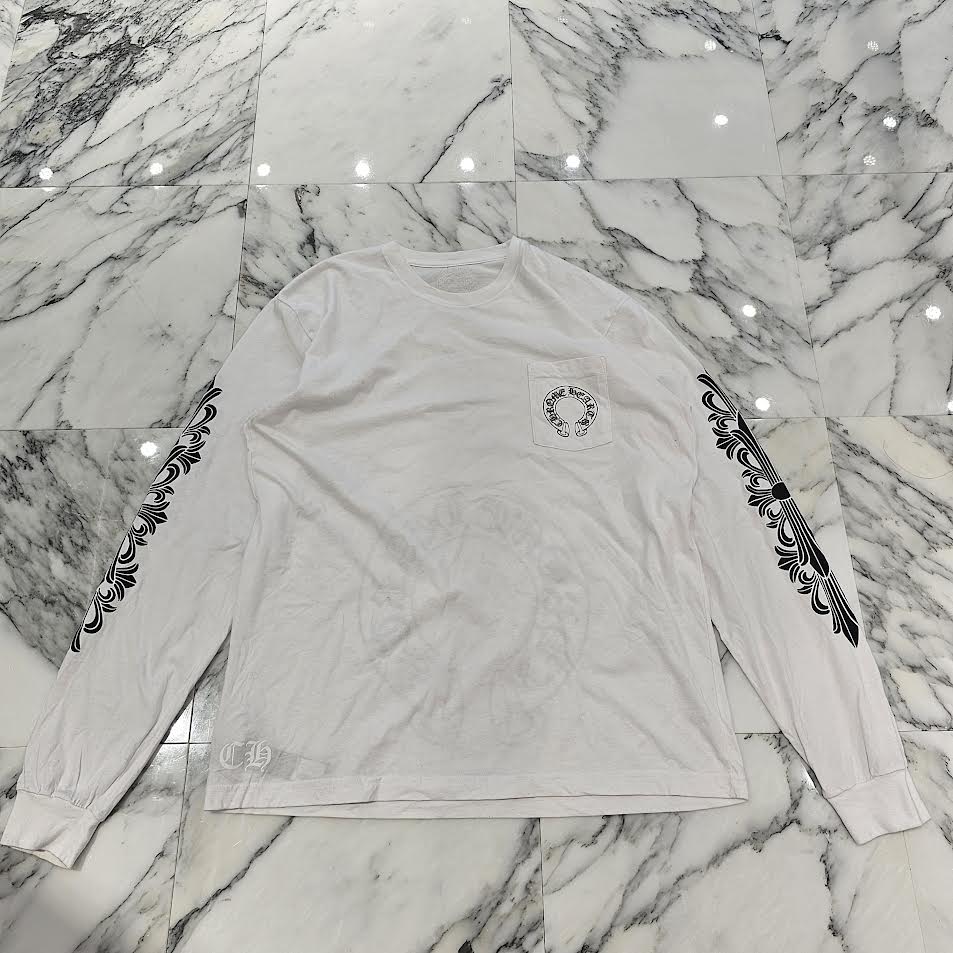 CHROME HEARTS Floral Cross Horseshoe Long Sleeve Tee Size XXL クロムハーツ フローラルクロス ホースシュー ロングスリーブTシャツ サイズXXL