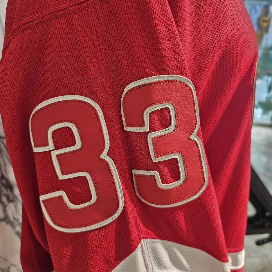 CHROME HEARTS × MATTY BOY Leather Chomper Patch Hockey Jersey Long Sleeve Tee Size M クロムハーツ×マティボーイ レザーチョンパーパッチ ホッケージャージー ロングスリーブTシャツ サイズＭ